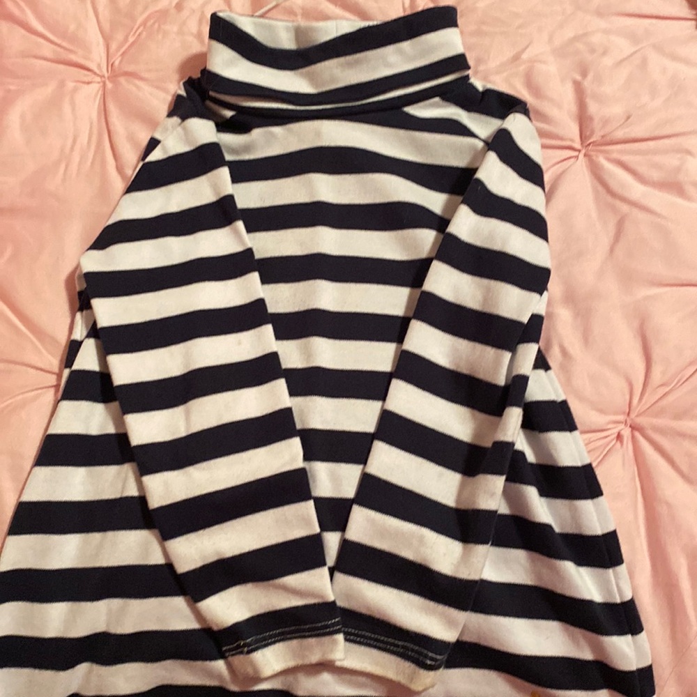 The Beaufort Bonnet Company Black and White Striped Turtleneck Top